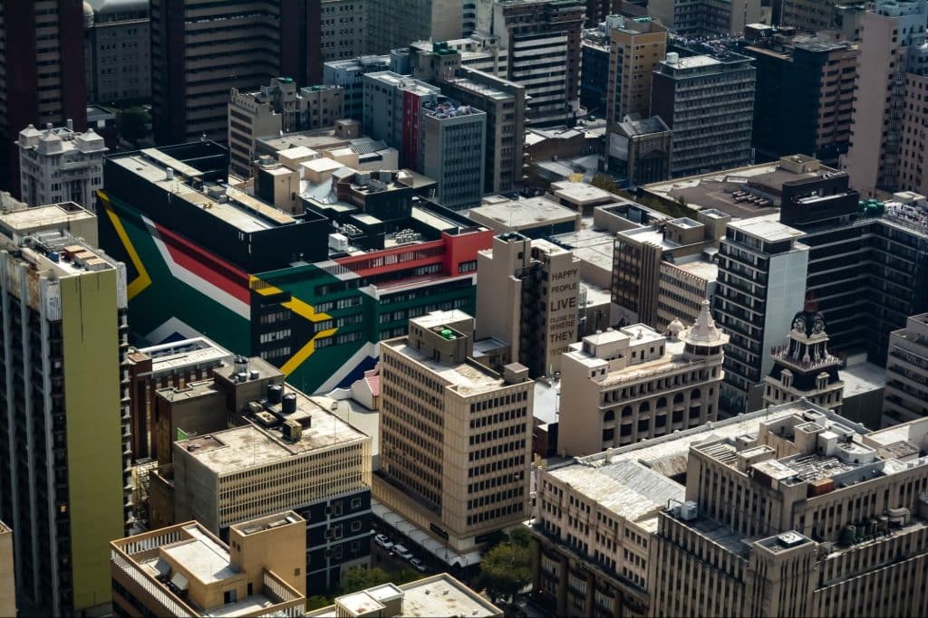 South Africa cityscape from above