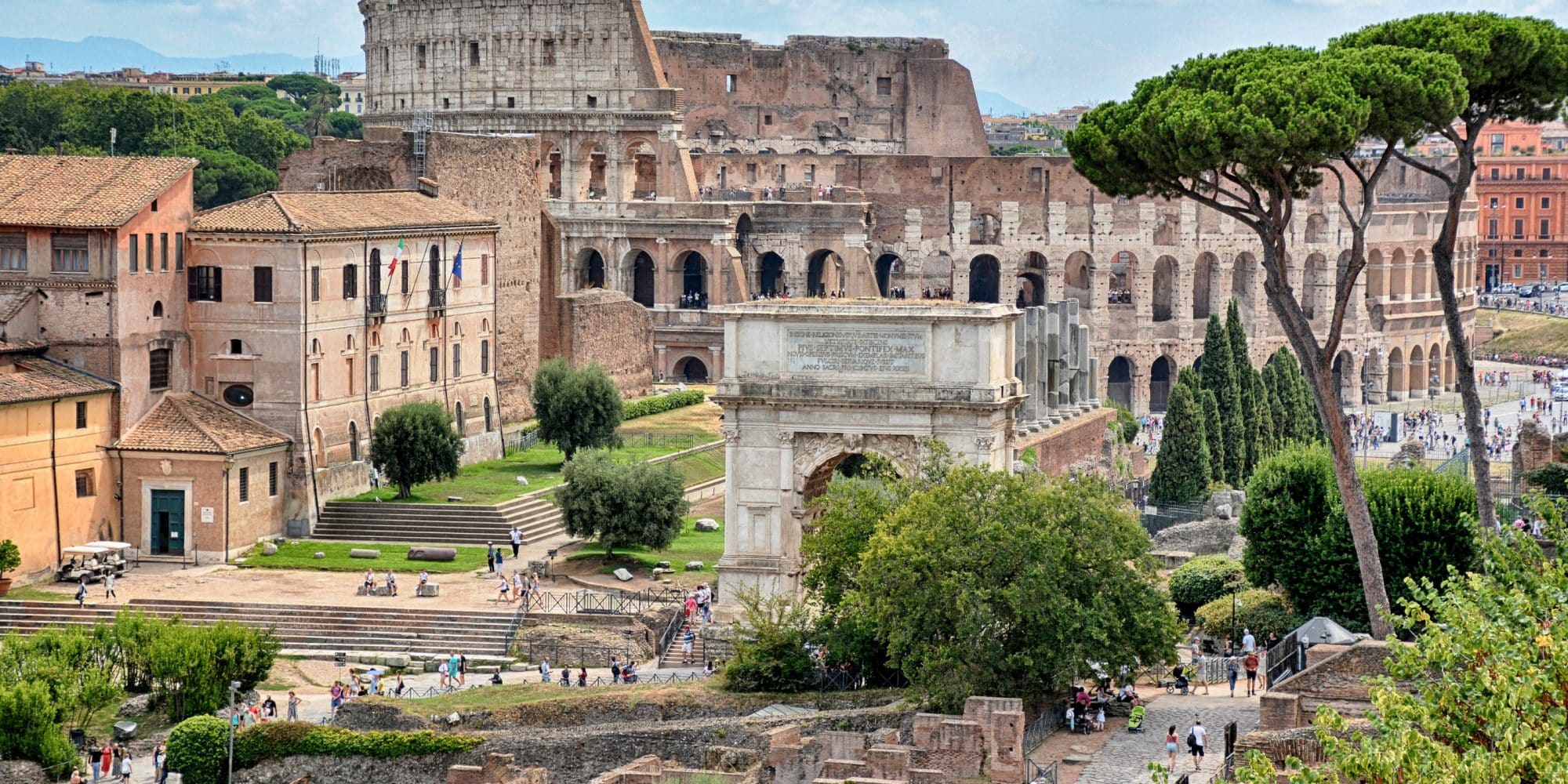 Roman Forum and Colosseum in Rome, Italy