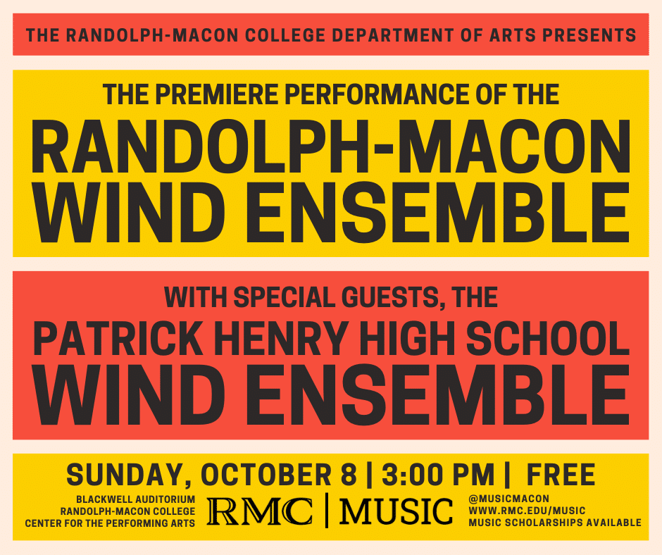 Poster for the Premiere Concert of the Randolph-Macon Wind Ensemble.